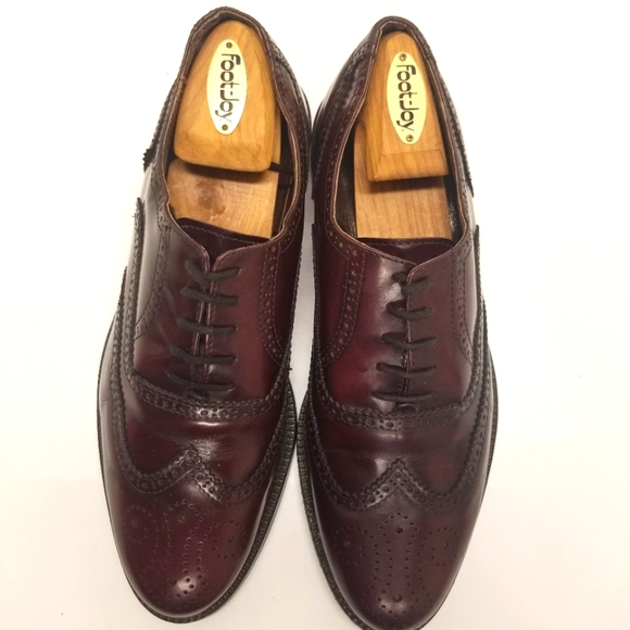Totenham Mens Size 9.5 Cordovan Burgundy Leather Oxford Derby Wingtip Brogue